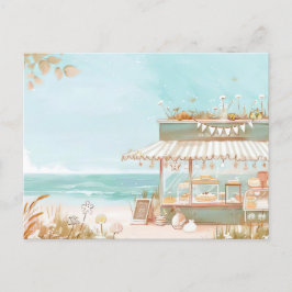 ljusblått och vitt kustlandskap vykort