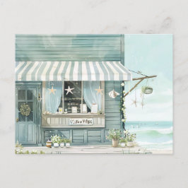 ljusblått och vitt kustlandskap vykort