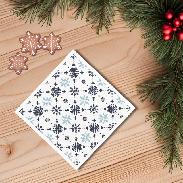 Ljusblått och vitt snöflingor pappersservett (Skapare uppladdad)