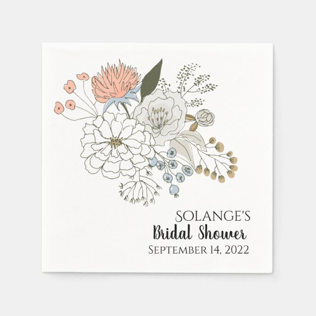 Ljusblått rosa än sommartid blommigtar pappersservett (Framsidan)