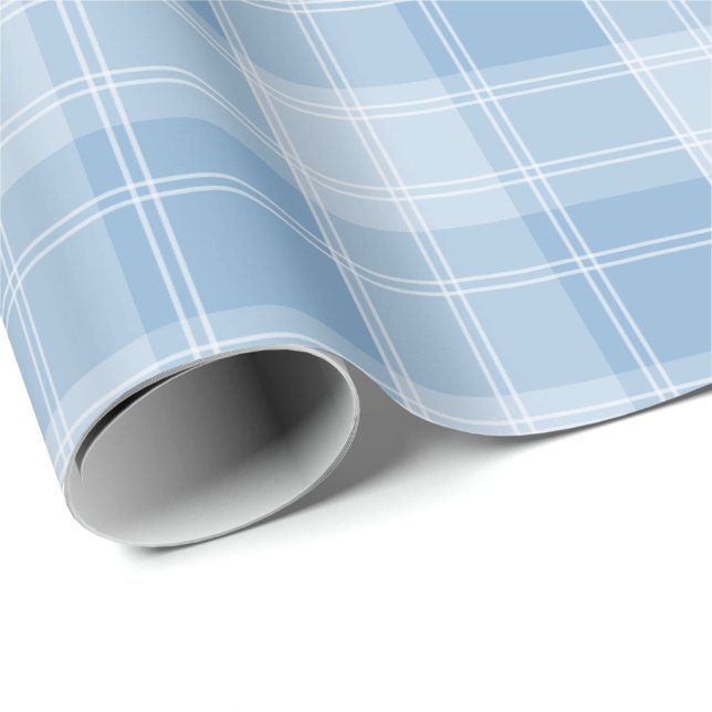 Ljusblått rutmönster presentpapper (Rullad Hörn)