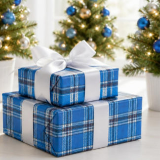 Ljusblått Tartan-rutigt presentpapper