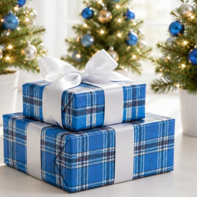 Ljusblått Tartan-rutigt presentpapper (Skapare uppladdad)