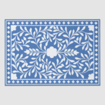 Ljusblått traditionellt beninlägg decoupagepapper