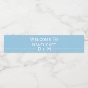 Ljusblått välkomnande till vår Bröllop Vattenflaska Etikett