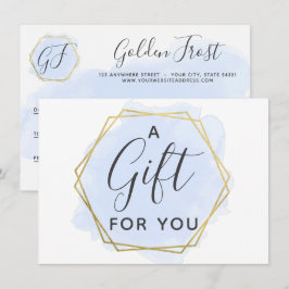 Ljusblått vattenfärg och Guld-presentkort Inbjudningar