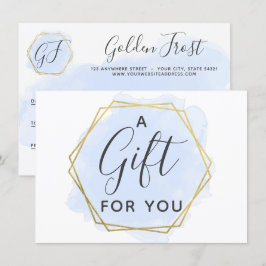 Ljusblått vattenfärg och Guld-presentkort Inbjudningar