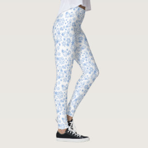 Ljusblått vintersnöflingemönster leggings