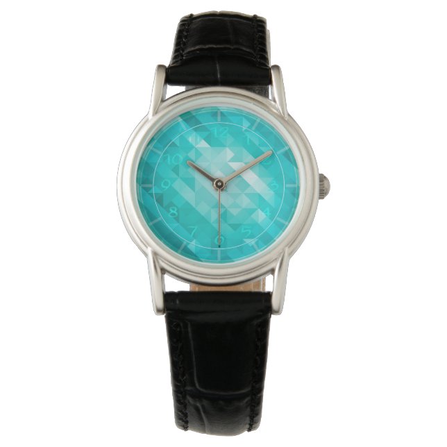 Ljusblåturkos, geometriska kvinnour armbandsur (Framsida)
