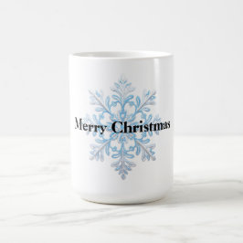 Ljusblåvit snöflammande jul kaffemugg