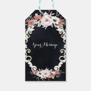 Ljusblommig Mörk Krit Elegant Vinterbröllop Presentetikett