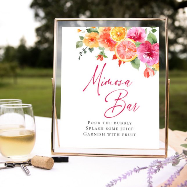 Ljusblommiga blomster citrus bröllops Mimosa Bar Poster (Skapare uppladdad)