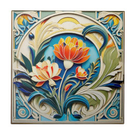 Ljusblommor Art Deco Ceramic Tile Kakelplatta
