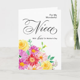 Ljusblommor för Niece på Mors dag Kort