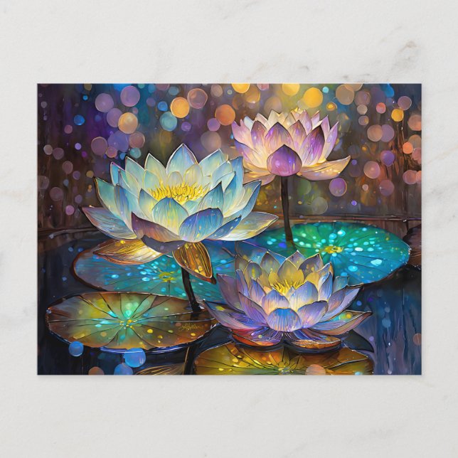 Ljusblommor Lotus Trio Vykort (Framsida)