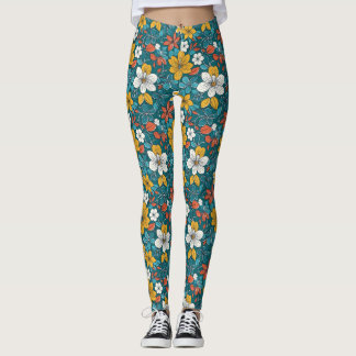 Ljusblommor, Mörkens bakgrund Leggings