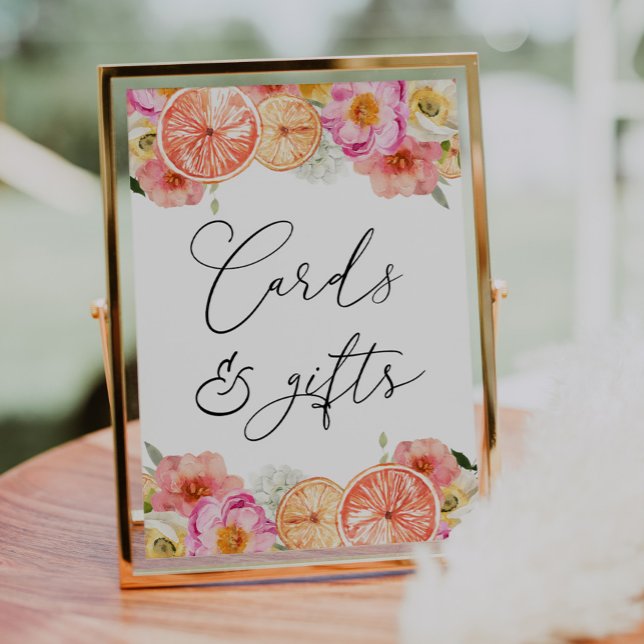 Ljusblommor och citrusfruktkort samt gåvor Poster (Skapare uppladdad)