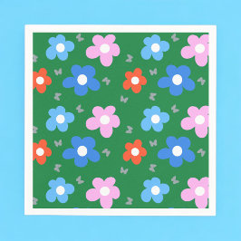 Ljusblommor och fjärilar pappersservett