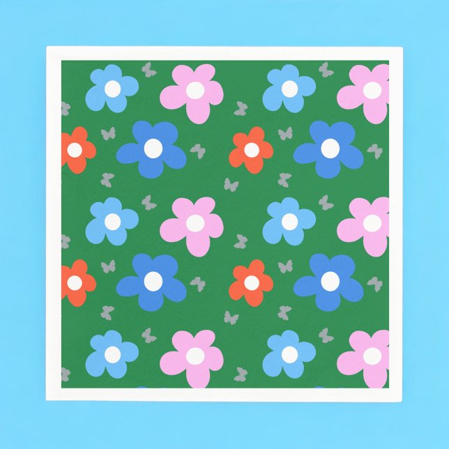 Ljusblommor och fjärilar pappersservett (Skapare uppladdad)