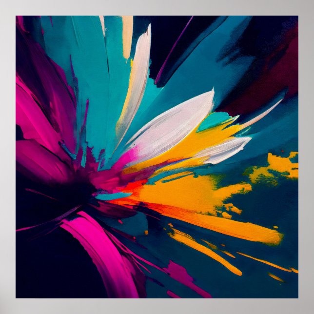 Ljusblomning – explosiv abstrakt blomsterenergi poster (Framsidan)