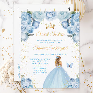 Ljusblont hår prinsessa Sweet Sixteen Vykort