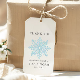 LJUSBLUE ENKEL SNOWFLAKE BRÖLLOP Tack Presentetikett