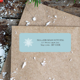 LJUSBLUE ENKEL SNOWFLAKE WINTER FAMILY ADRESS RETURADRESS ETIKETT