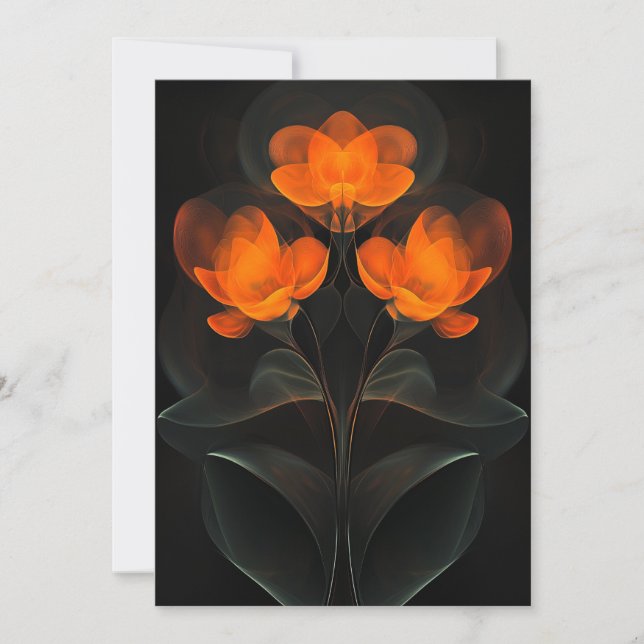 Ljusbringande Cyberflora Orange Svarta Cyberblommo Inbjudningar (Framsida)