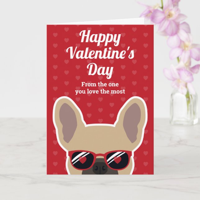 Ljusbrun fransk bulldogg Alla hjärtans dag-kort Kort (Orkide)