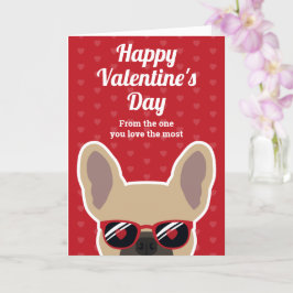 Ljusbrun fransk bulldogg Alla hjärtans dag-kort Kort