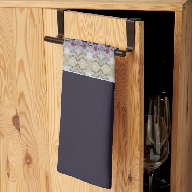 Ljusbrun lila och grått-dekorativ kökshandduk (Thirds Fold)