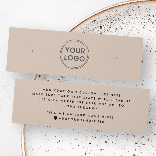 Ljusbrun logotyp-visning för anpassningsbar litet visitkort (Light brown custom logo stud earring display card)