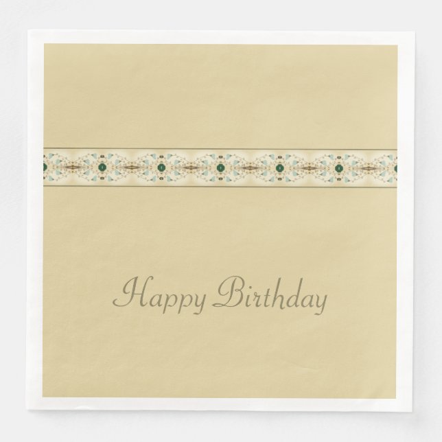 Ljusbrun med känslig Blommigt Pappersservett (Framsida)