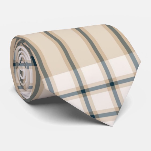 Ljusbrun strippad Elegant Tartan Play Neck Tie Slips (Rullad)