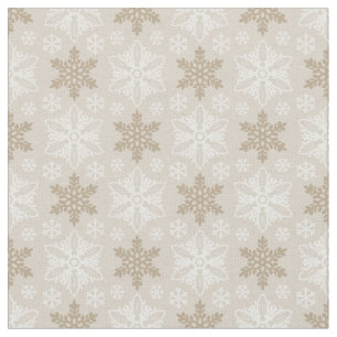 Ljusbrun Tan Winter White Snowflake Mönster Tyg
