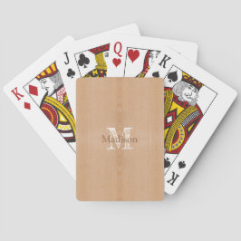 Ljusbrun trästruktur Anpassad monogram Casinokort