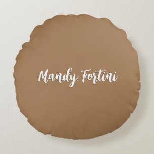 Ljusbrun vanlig Elegant, minimalistisk kalligrafi Rund Kudde