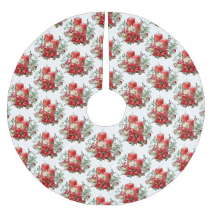 Ljuscentrum med Poinsettia Flower Mönster Julgransmatta Borstad Polyester