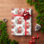 Ljuscentrum med Poinsettia Flower Mönster Presentpapper<br><div class="desc">Svällning papper med en söt bukett som är gjord av vattenfärger. Röda ljus med accenter från guld och ett mindre vitt ljus. Omringad av en gräs bouquet med en poinsettia-blomma.</div>