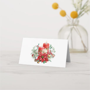 Ljuscentrum med Poinsettia Flower Placeringskort