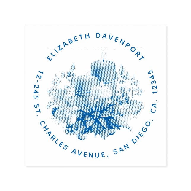 Ljuscentrum med Poinsettia Flower Självfärgande Stämpel (Design)