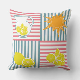 Ljuscitroner i gult, orange sol, sommarklämmor kudde