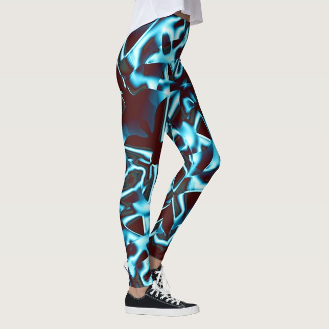 Ljuscyan på abstrakt och band upp mörk röd leggings (Höger)