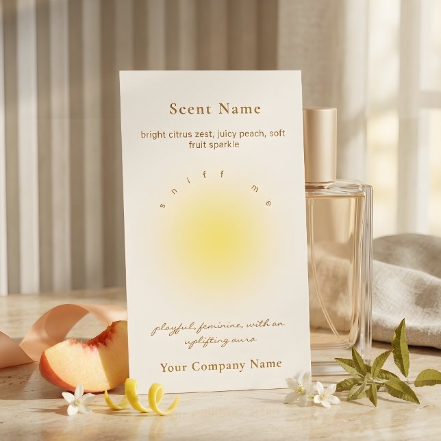 Ljusdoftprov doft gul testkort visitkort (Candle Scent Sample Fragrance Yellow Tester Card)