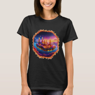 Ljusdrivet rymdfordon i en kaotisk himmel t shirt