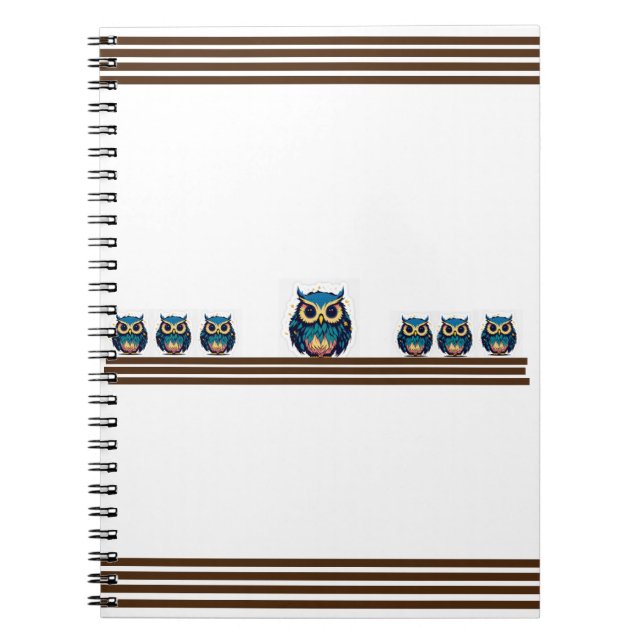 Ljuset Cute Blue Uggla Anteckningsbok (Framsidan)