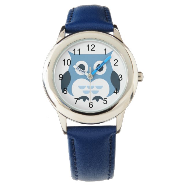 Ljuset Cute Blue Uggla Armbandsur (Framsida)