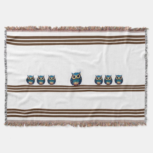 Ljuset Cute Blue Uggla Filt (Framsidan)