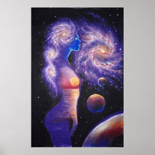 Ljuset från galaxen som reflekterar i själen poster
