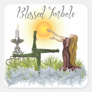 Ljuset på Sol Blsed Imbolc Celtic Wicca Fyrkantigt Klistermärke
